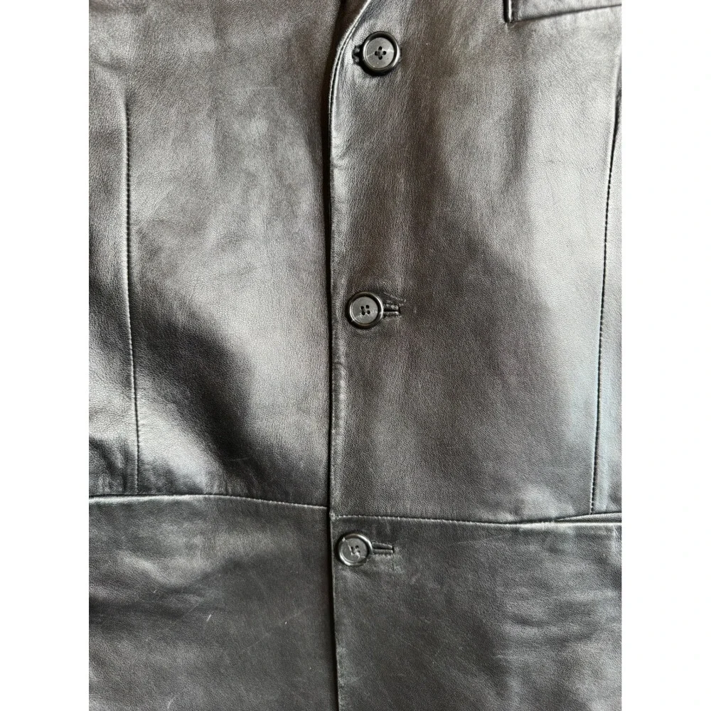 Alfani Positano Mens Black Genuine Leather 3 Button Blazer Jacket Size 40R